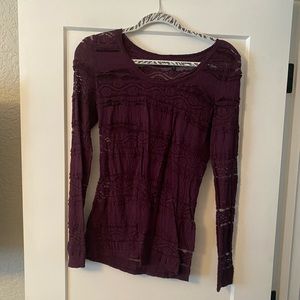 Express! Purple Lace Long Sleeve Shirt